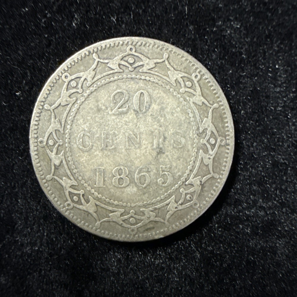 1865 Newfoundland Twenty Cent Silver Coin 20C A5