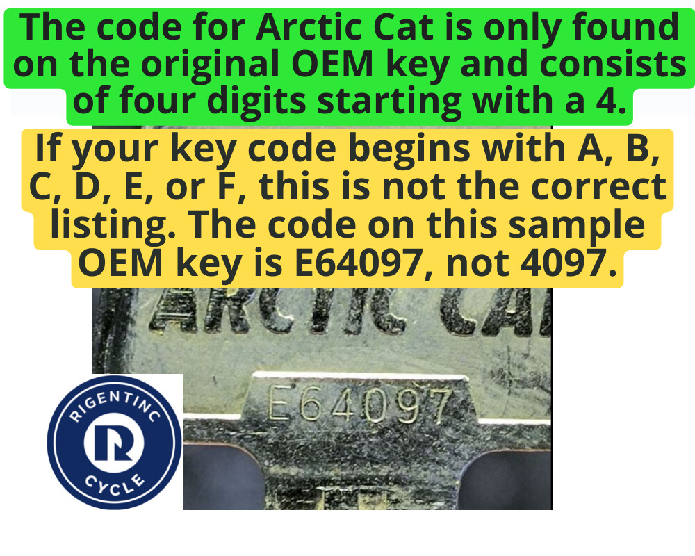 Arctic Cat ATV UTV Snowmobile Key Replacement Cut to your code 4150-4299