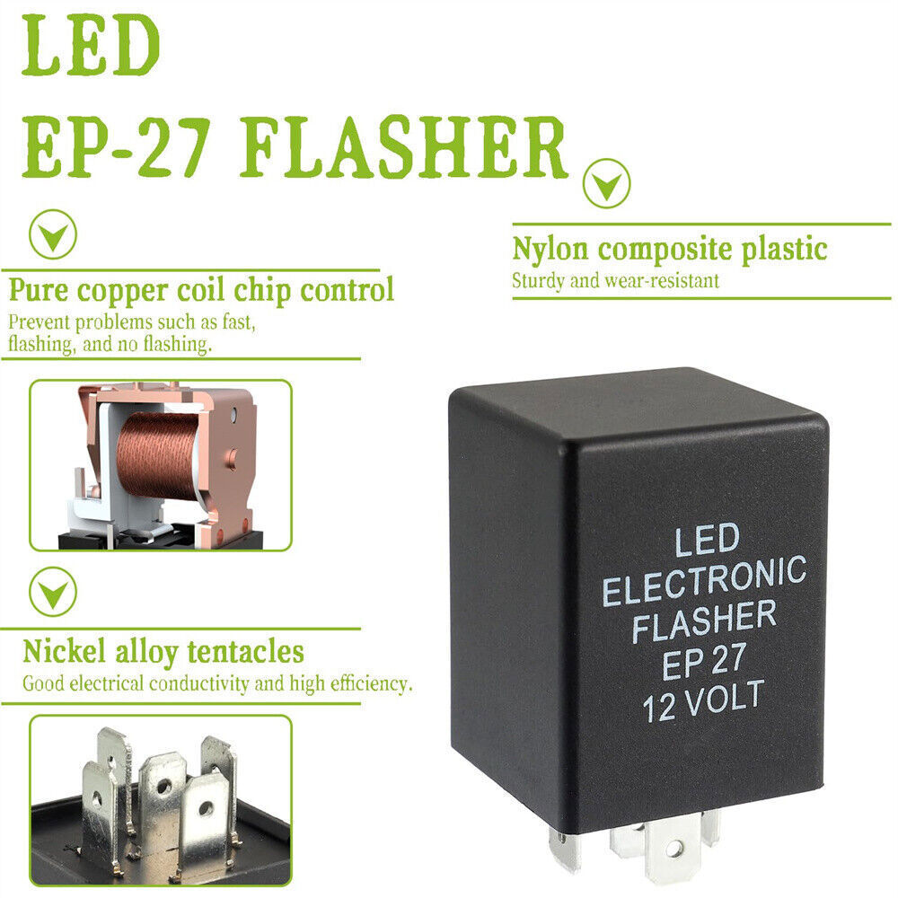 5-Pin EP27 FL27 Electronic LED Flasher Relay Fix As Turn Signal Hyper Flash Fix