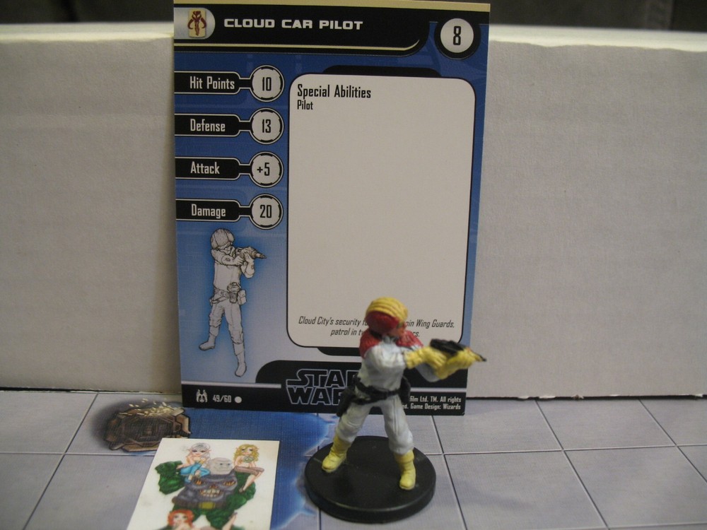 =Star Wars Miniatures FORCE UNLEASHED Cloud Car Pilot 49/60 with card =