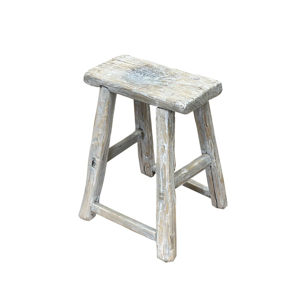 Rustic Raw Rough Wood Grain Rectangle Slim Stool Bench Side Table ws4592