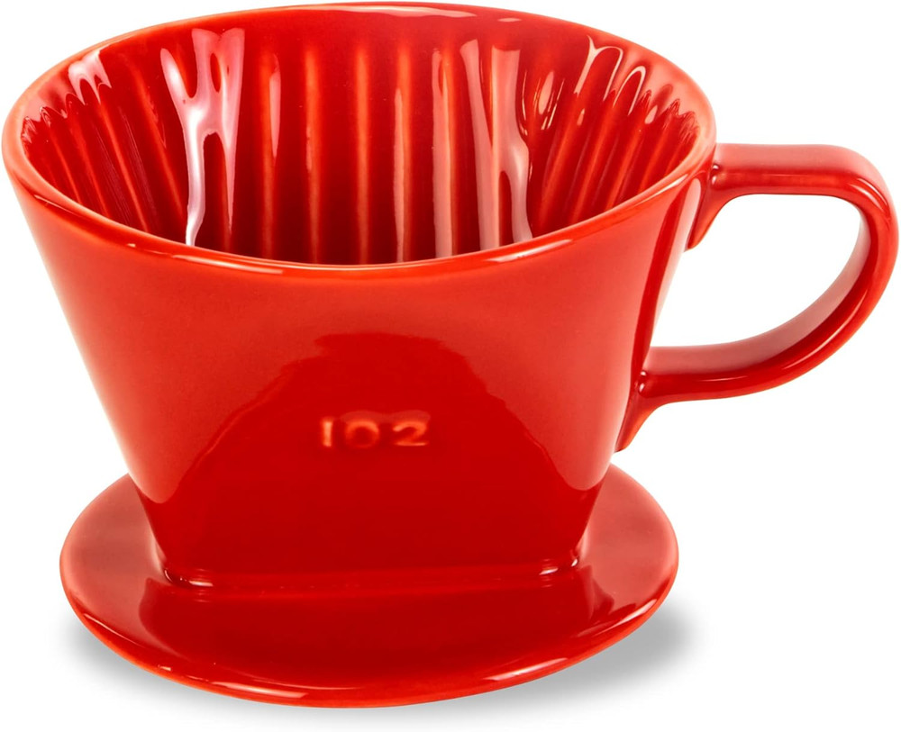 Pour Over Ceramic - Coffee Dripper Ceramic Coffee Maker with 3 Holes Flat Bottom