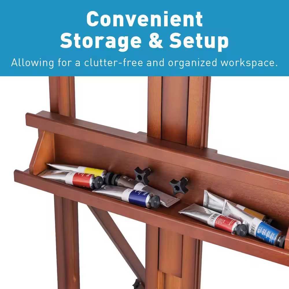 H-Frame Studio Easel Adjustable Solid Beechwood Artist Easel with Storage Drawer