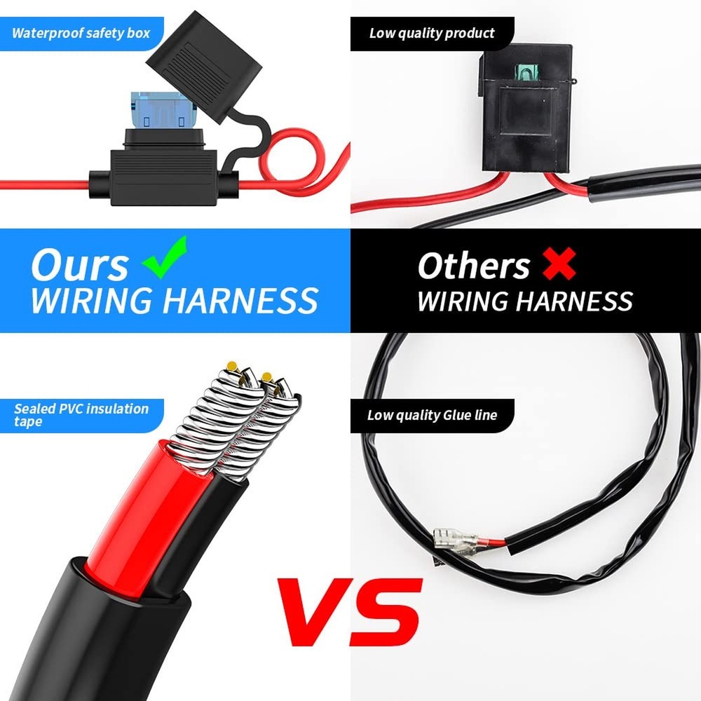 LED Light Bar Wiring Harness Kit 18AWG 12V Trailer Light Switch Relay Blade F...