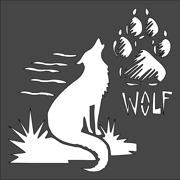 6"x6" Clear Plastic Stencil - Wolf (RE140)