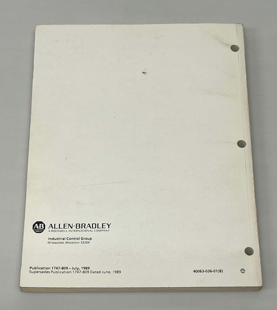 Allen-Bradley SLC 500 Hand-Held Terminal User's Manual Programmable Controllers