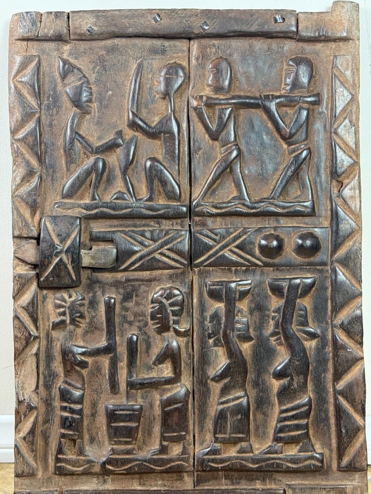 Dogon Wall Sculpture – Mali Carved Turtle and Human Forms