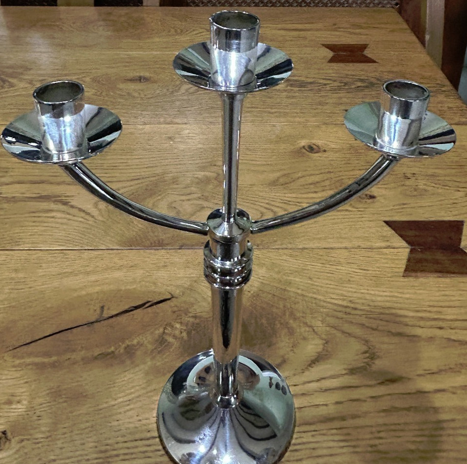 Vintage Three Branch Candelabra Silver Plate WMF Style