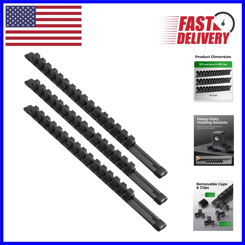 Strong Aluminum Socket Storage Solution - 3-Piece Set for Organized Workshops