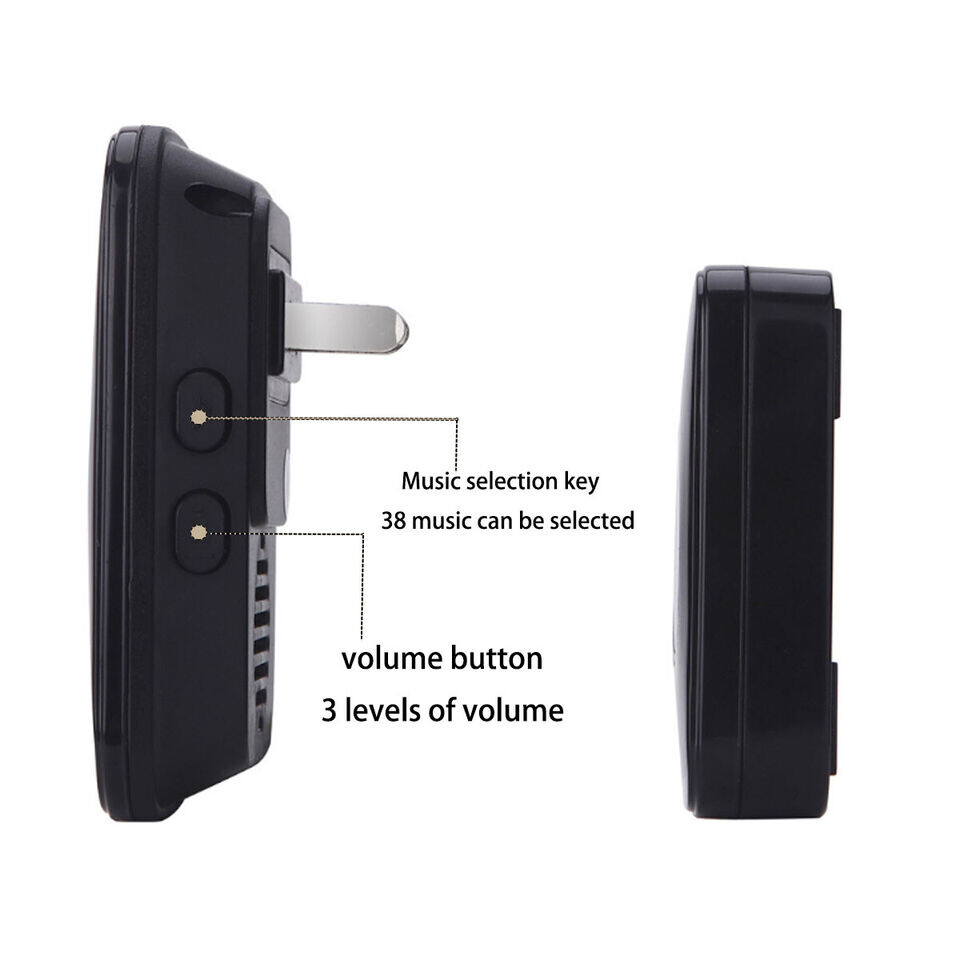 Smart Wireless Doorbell Waterproof plug-in receiver 3 modes adjustable volume