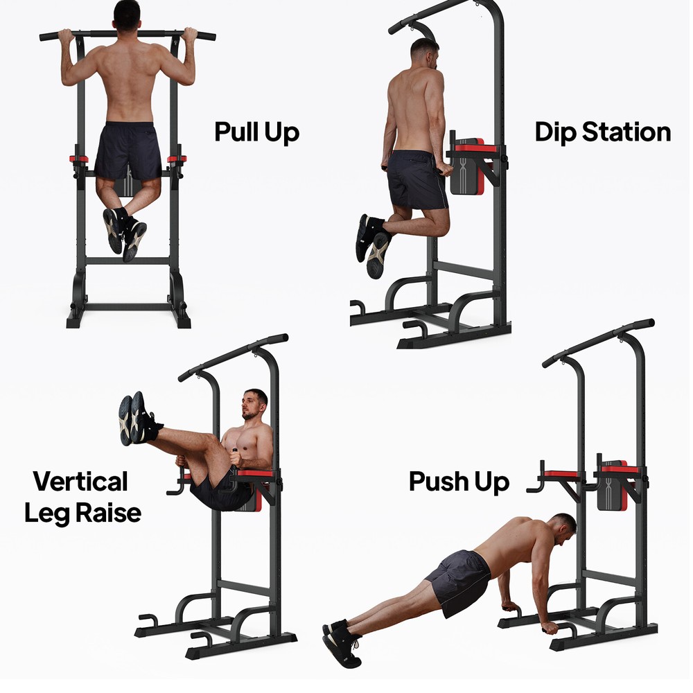Power Tower MultiFunction Strength Training Dip Station Pull Up Bar Gym Workout