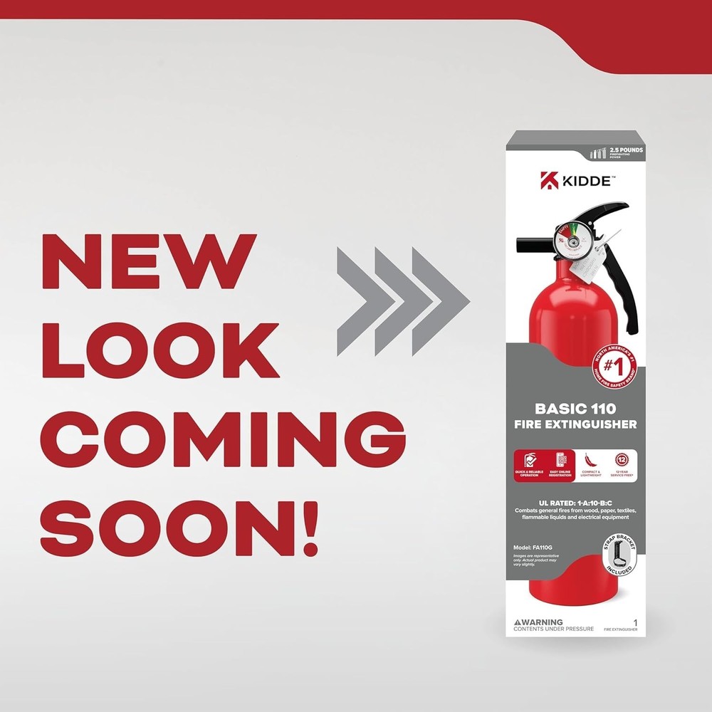 Kidde FA110G Fire Extinguisher 1A10BC Multi Purpose Home Office Dorm Red