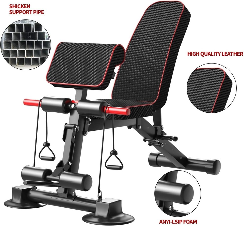 Workout Bench, Adjustable Weight Bench with Leg Extension and Leg Curl, Extend