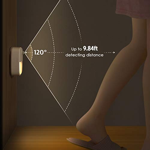 Motion Sensor Light Indoor, Upgraded Battery-Powered LED Night 6 Warm White