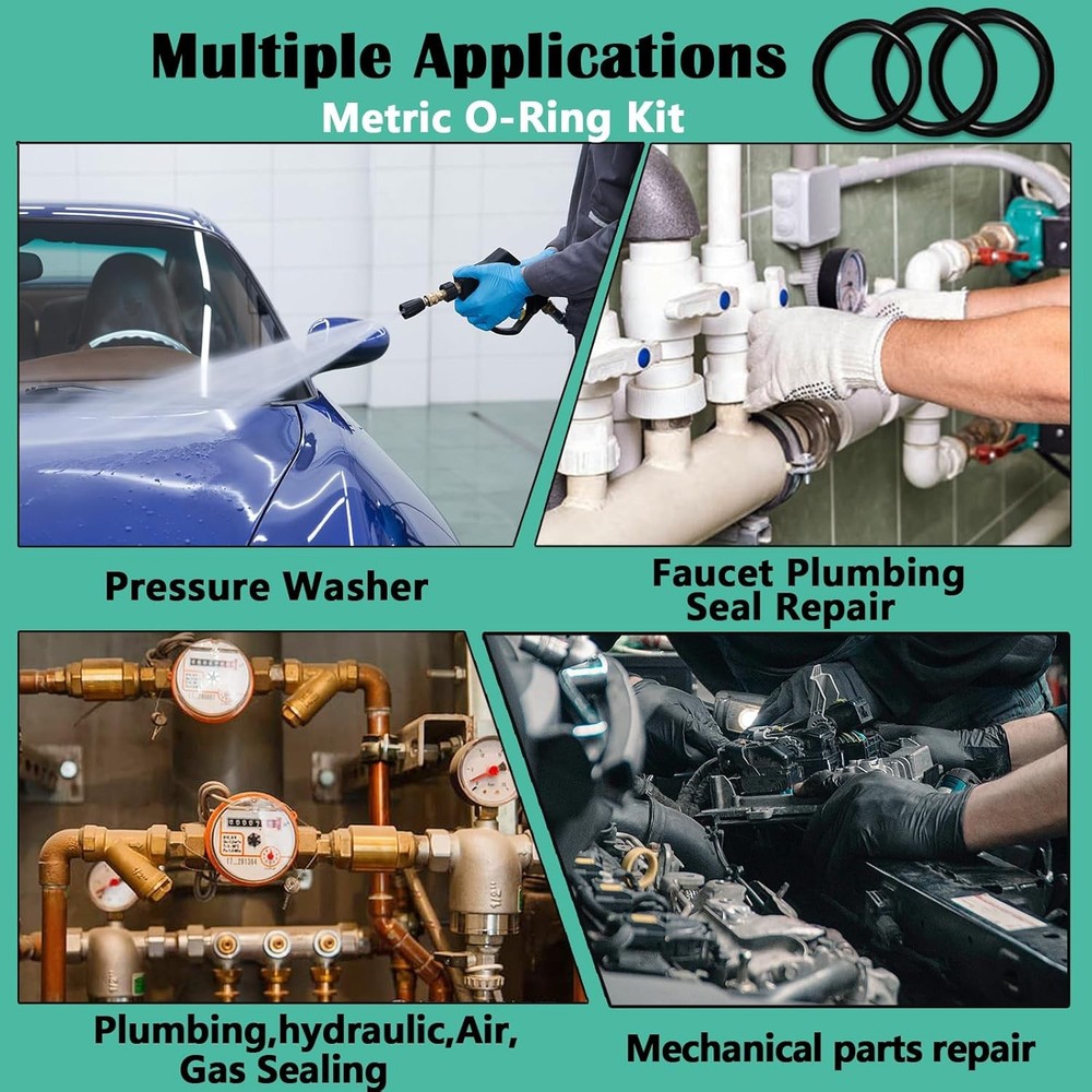 1020 Pcs O Ring Kit 20 Size Nitrile Rubber O Assortment Set for Black