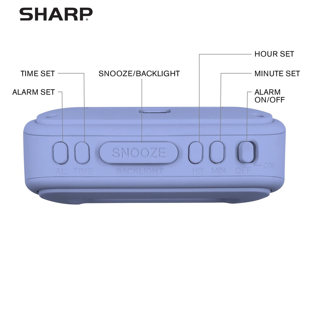 Sharp Digital Alarm Clock – Tactile Case with Soft Rubberized Small, Lavender