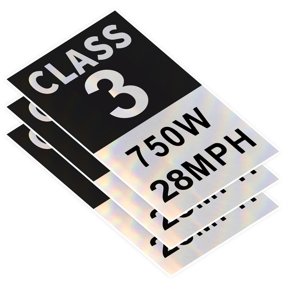 Electric Bicycle Frame (3 Stickers a Pack) E-Bike Class 2 Stickers Decals Sets