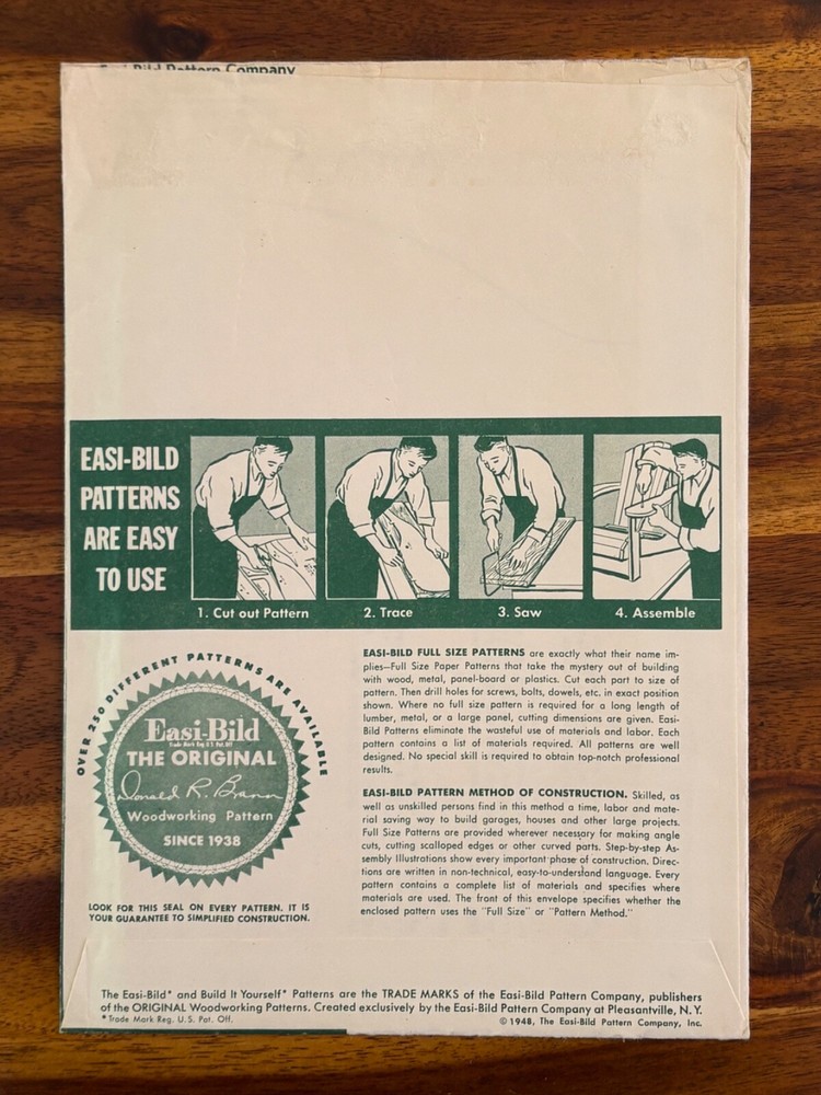 Vintage 1948 Easi-Bild build-it-yourself Full Size Pattern All Purpose Shelf 6