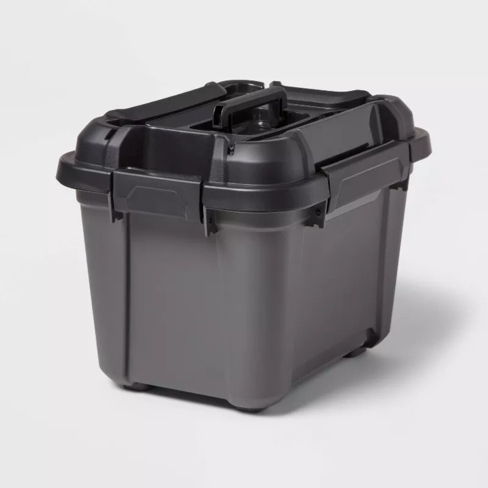 Tool and Hardware Latching Storage Box: Multi-Compartment Tote, 18L Capacity