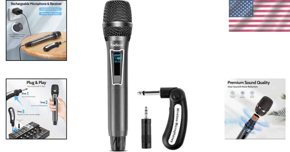 Wireless Karaoke Microphone, No Delay Handheld Microphone System with Recharg...