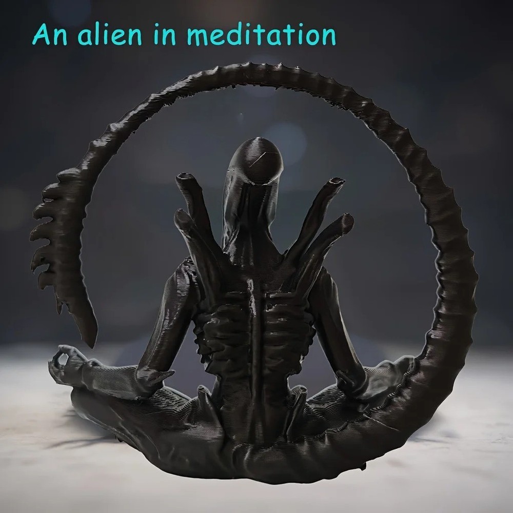 An alien ornament in meditation, creatively designed to create a personalized
