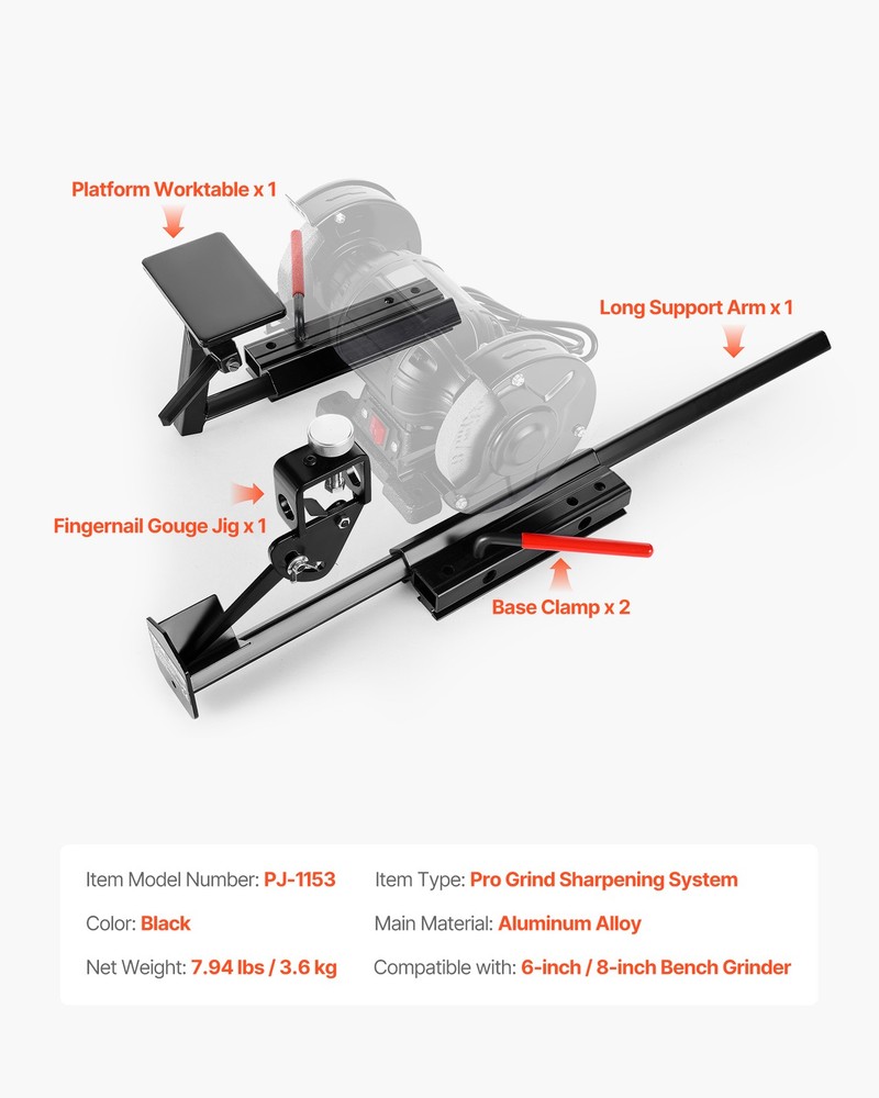 VEVOR Multi-Grind Sharpening System Vari-Grind Jig for 6" & 8" Bench Grinders