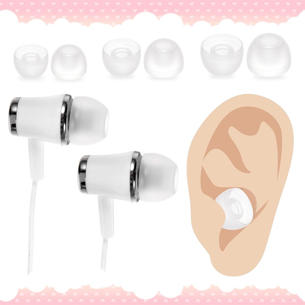 15 Pairs Earbud Tips, Clear Silicone Ear Bud Replacement Tip transparent