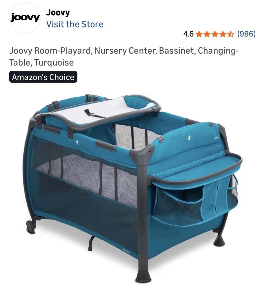 Joovy Bassinet and changing table, turquoise color.