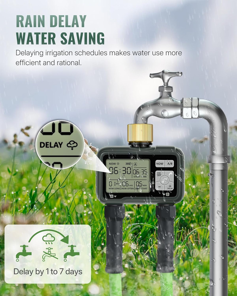 2 Zone Brass Sprinkler Timer, Garden Hose Timer, Automatic Irrigation System, Pr