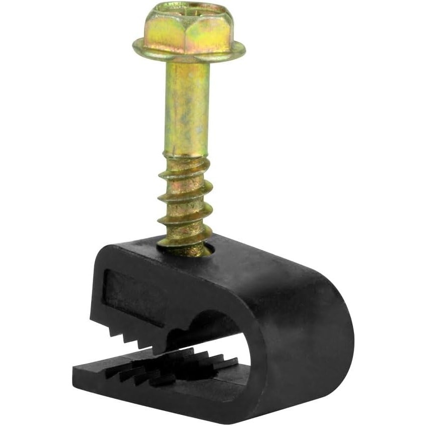 Flexible Single Cable Screw Clips - 200 Pack - Black
