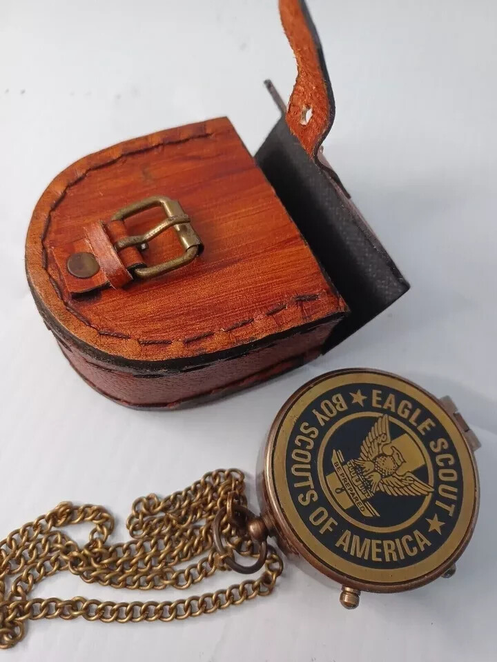 Eagle Scout Brass Compass, Engraved Working Compass