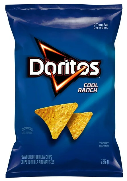 Doritos Cool Ranch Flavored Tortilla Chips, 235g (4 Pack)