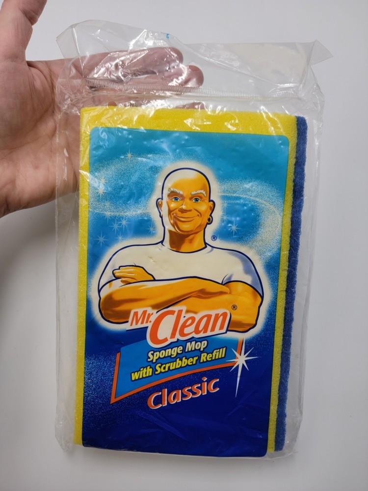 New Mr Clean Sponge Mop With Scrubber Refill CLASSIC