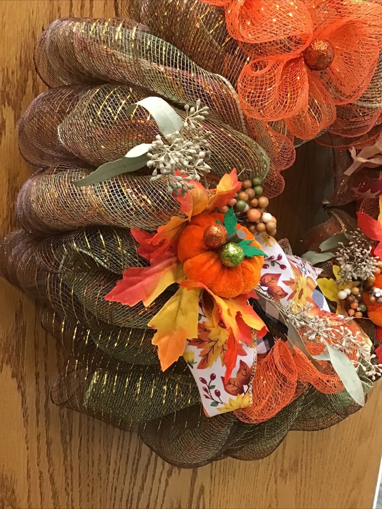 Fall Swag with Pumpkins Handmade Custom Wreath