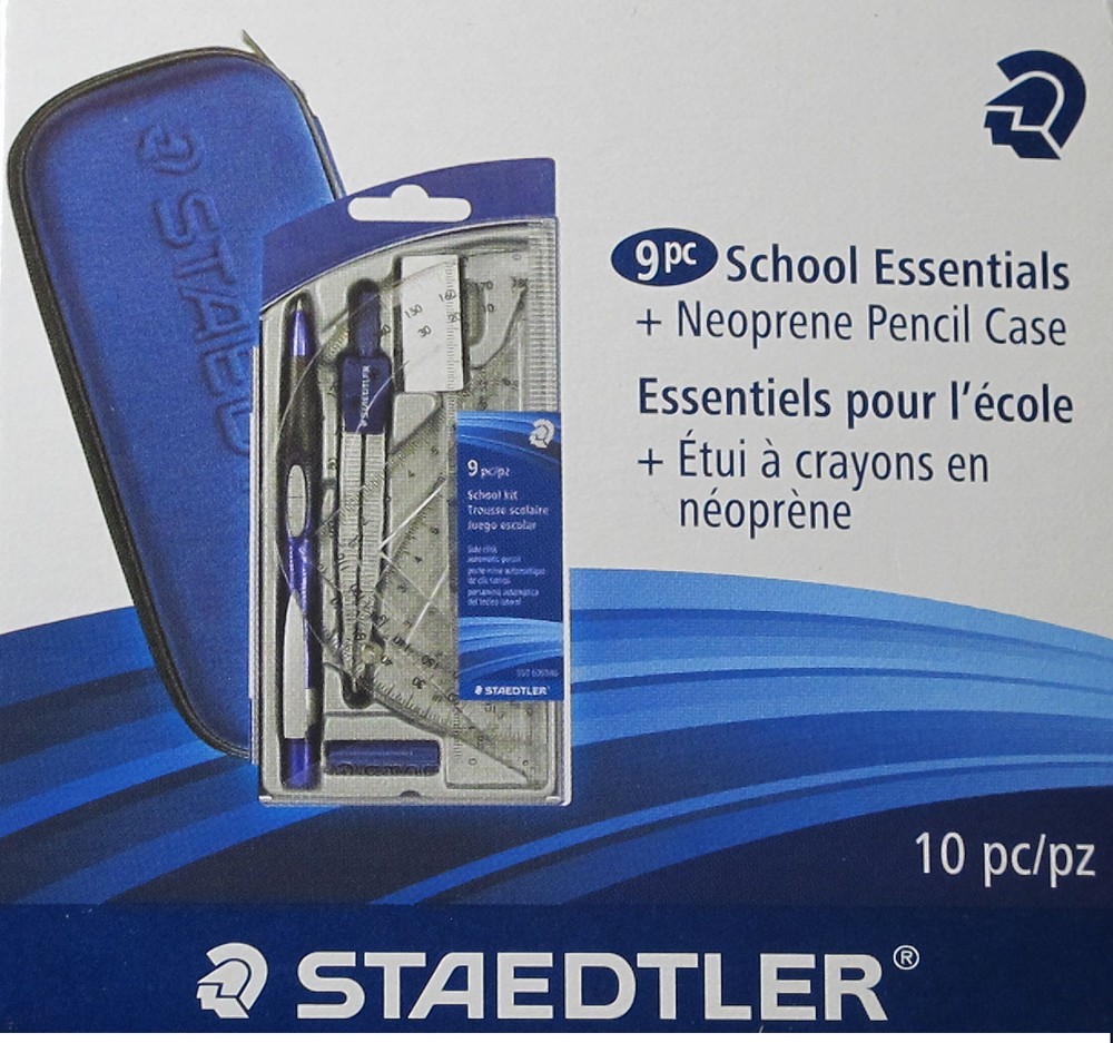 Staedtler Compass, Pencil, Protractor, Ruler, Triangle Rulers & Pencil Case Set