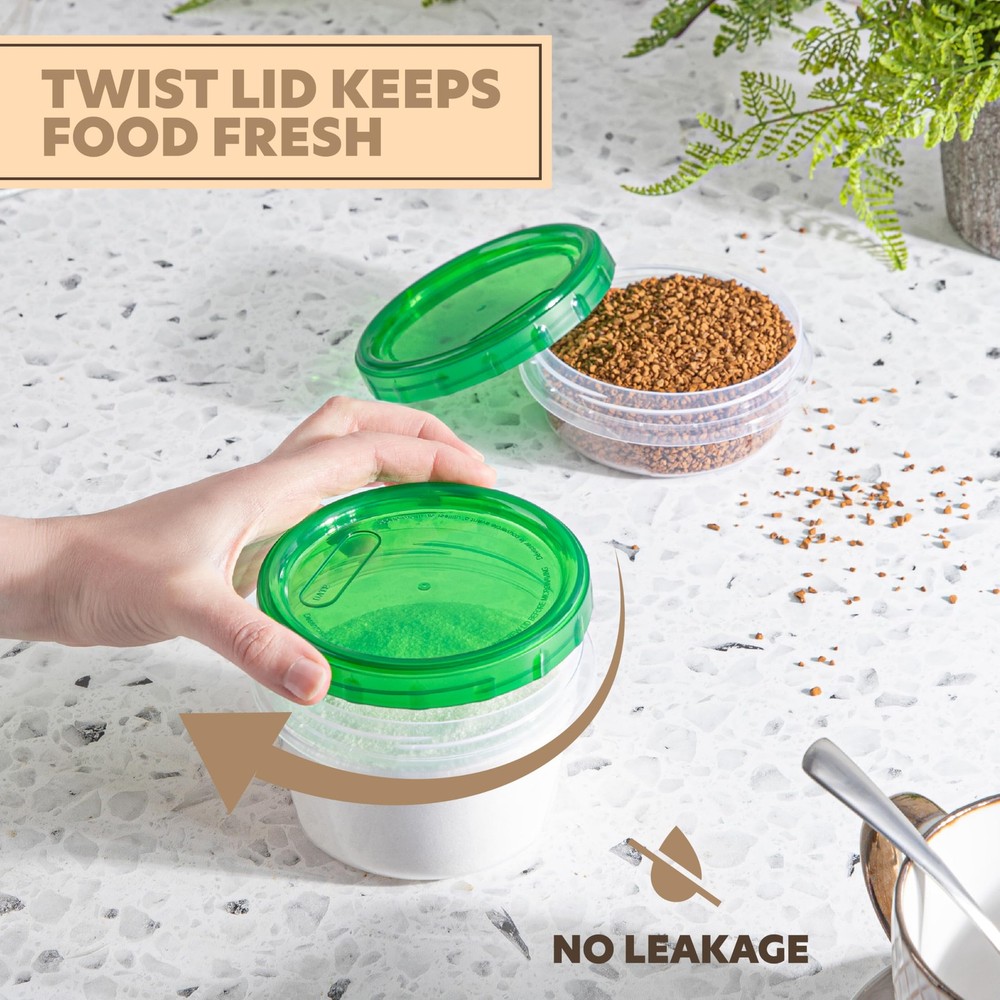 PLASTICPRO 24 Pack Twist Top Food Storage Containers Assorted Sizes
