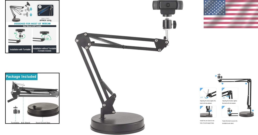 Compact 22" Camera Arm Stand for Action Camera, Ring Light