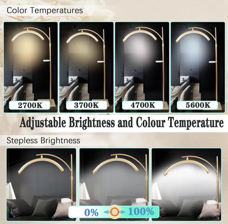 Adjustable LED GOLD Floor Lamp Light Eyelash Craft tattoo Extensions Reading