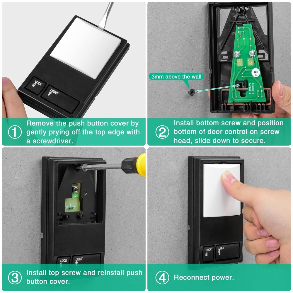 Garage Door Opener Control Panel, Multi-Function Wall Keypad Button Replaceme...