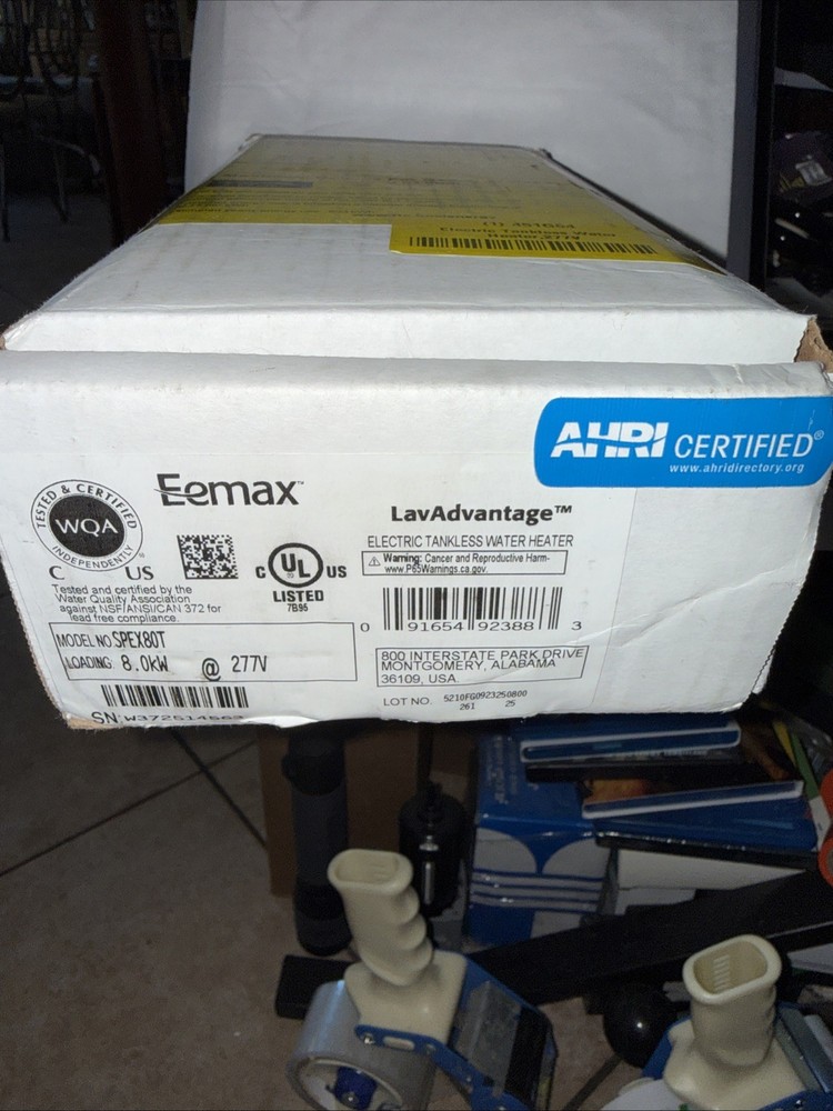 New OEM Eemax LavAdvantage 8.0 Kw 277V Electric Tankless Water Heater SPEX80T