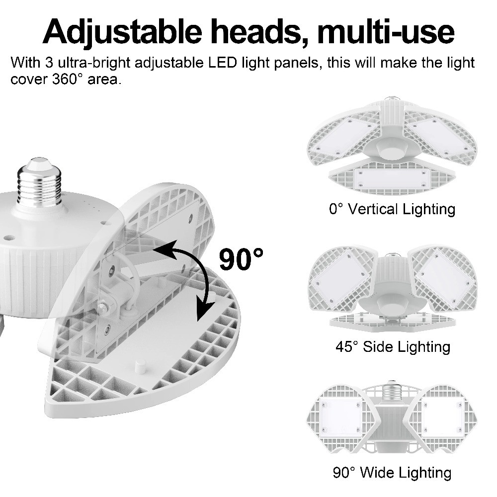 Great Value LED Daylight Garage Light, 30-Watt ，3 Adjustable Lighted Blades