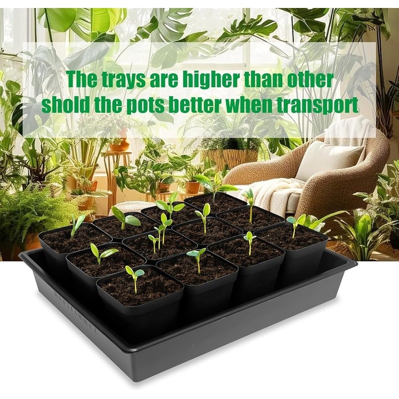 Seedling Trays W/ Square Pots Microgreens Herbs Hydroponics Garden Use