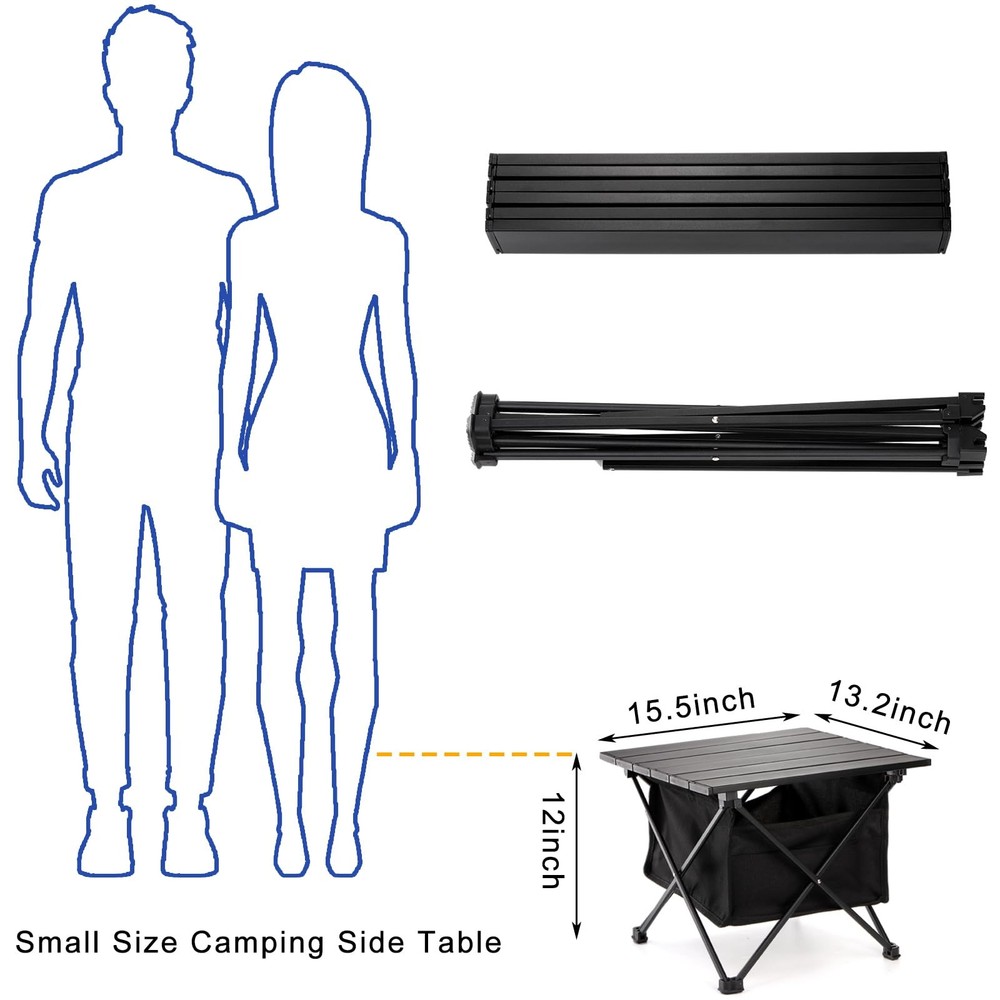 Folding Camping Table with Storage Bag, Small Beach Side Table, Portable Coll...