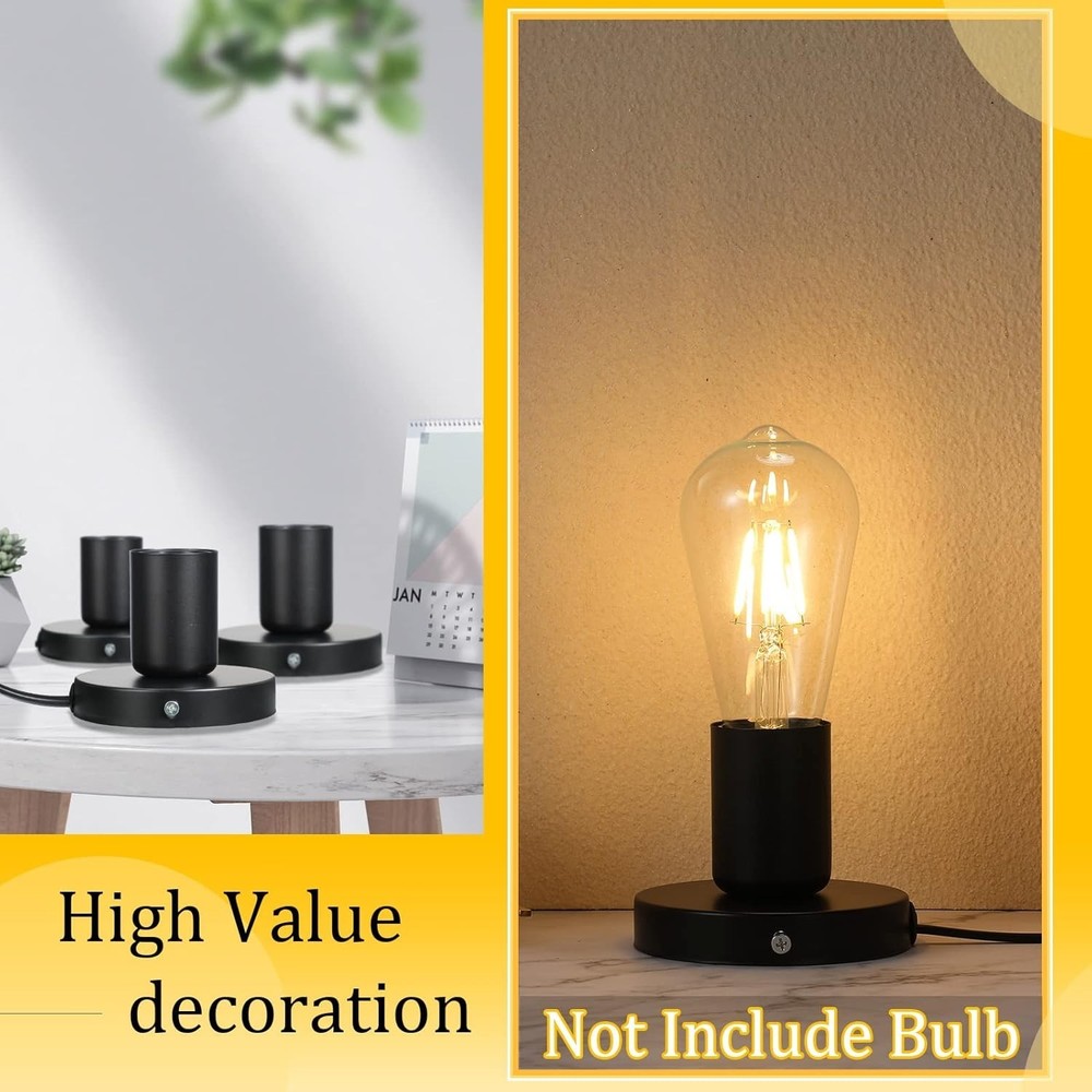 2 Pcs Polished Metal Desktop Lamp Base E26 E27 Screw Light Bulb Holder Socket...