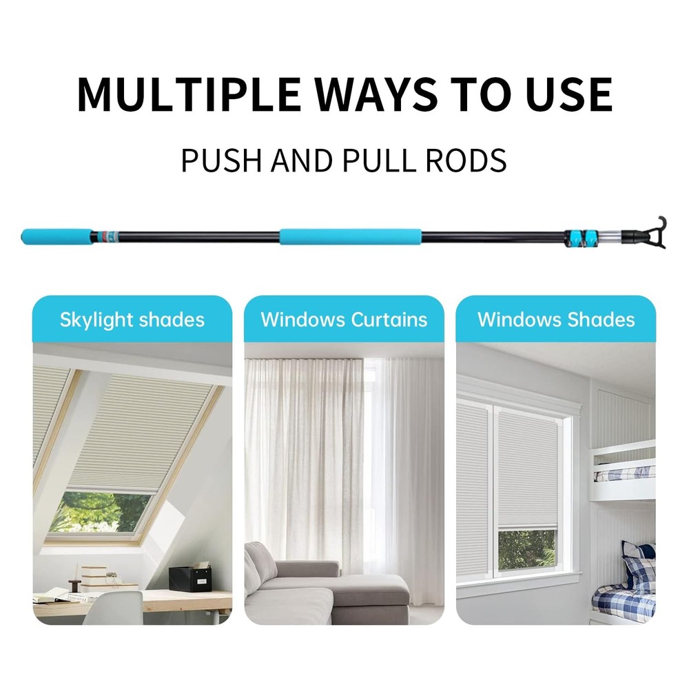 Telescoping Rod for Blinds & Shades Push-Pull Adjustable Rod for Skylight Cor...