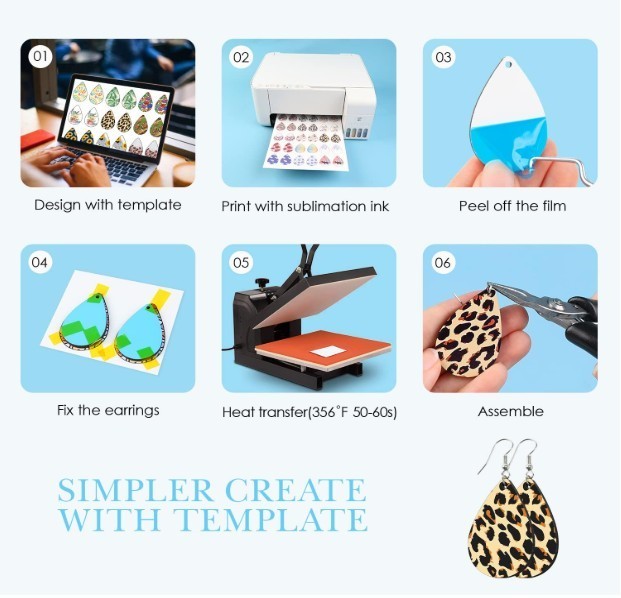 50Pcs Sublimation Blanks Products - Sublimation Earring Blanks with Earring Hook