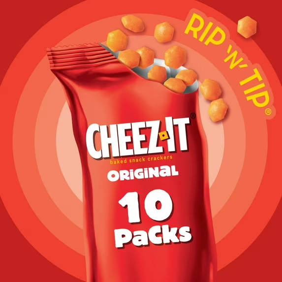 Gripz Cheez-It Original Mini Crackers, Salty Snacks, 10 Count