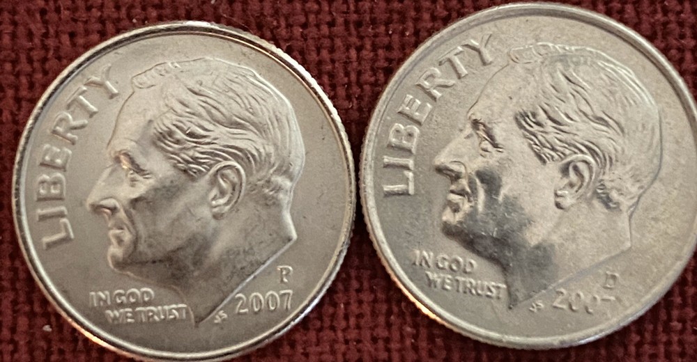 2007 P/D Roosevelt Dimes BU