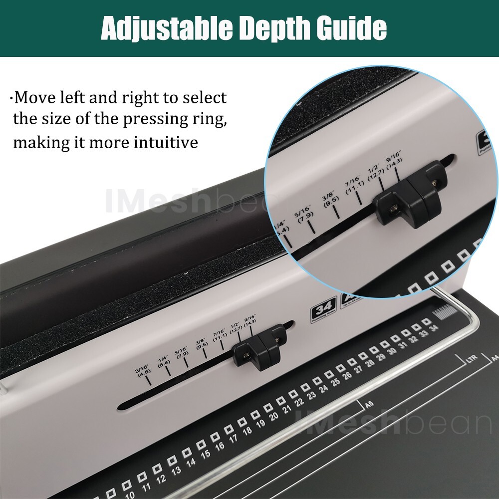 Manual Spiral Coil Binding Machine 34 Holes Puncher Documents Office 120 Sheets