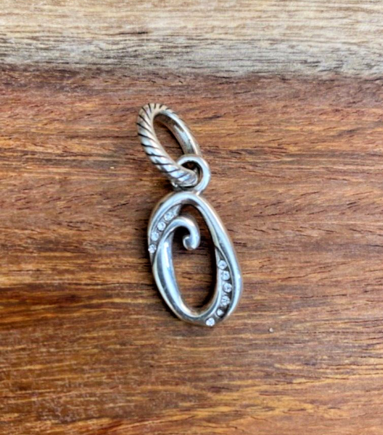 Brighton Initially Yours Dangle Letter "O” ABC Zero Silver Charm Jeweled RETIRED
